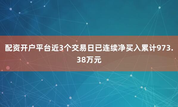 配资开户平台近3个交易日已连续净买入累计973.38万元