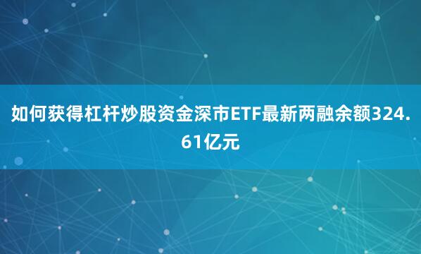 如何获得杠杆炒股资金深市ETF最新两融余额324.61亿元